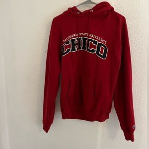 chico champion red hoodie with strings